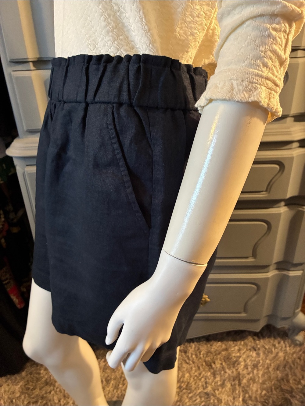 ๐ Talbots Linen Nantucket Paper Bag Navy Shorts Small - Picture 4 of 7